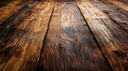 Fototapeta premium Rustic wooden floor showcasing the beauty of natural textures and grain patterns under soft lighting for an inviting atmosphere. Generative AI