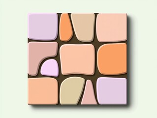 Fototapeta premium A geometric design featuring soft pastel colors arranged in irregular shapes, creating a harmonious and calming visual pattern.
