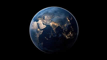 Cities across India light up in a shimmering display from the perspective of outer space against a dark backdrop