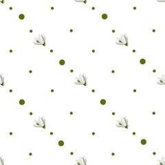 Seamless snowdrop pattern in watercolor for fabric and wrapping paper design