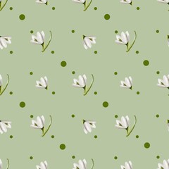 Snowdrop watercolor pattern design for seamless fabric and wrapping paper