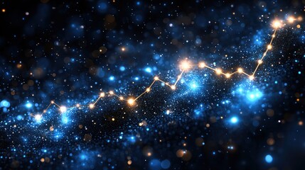 A cosmic scene depicting a starry path with bright lights and a sense of movement.