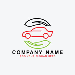 car rental insurance safety and car repairing detailing logo design vector