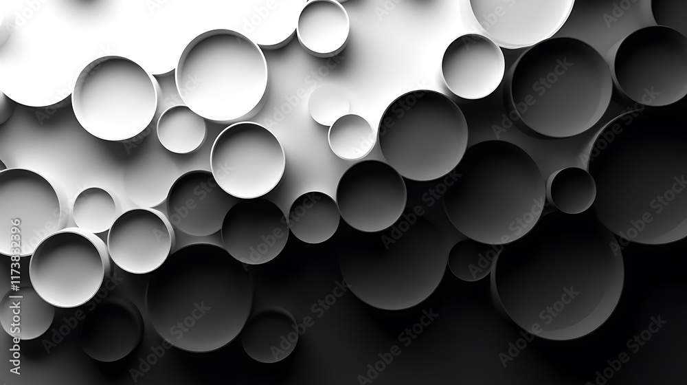 Canvas Prints Abstract grayscale image of overlapping circles