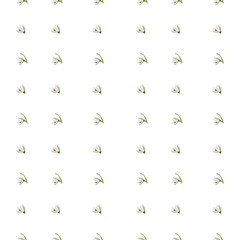 Elegant snowdrop pattern in watercolor for textile and packaging design