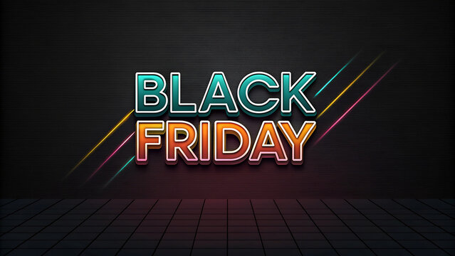 text effect 3d black  friday