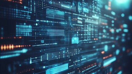 Fototapeta premium Abstract Digital Data Flow Interface Visualization