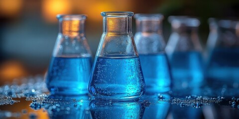 Captivating laboratory glassware setting enhancing chemistry science theme for engaging visuals