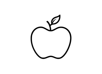 Outlined white apple with a leaf on top