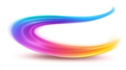 A vibrant multicolored curved shape resembling a brushstroke or swoosh. Ideal for logo or abstract design.