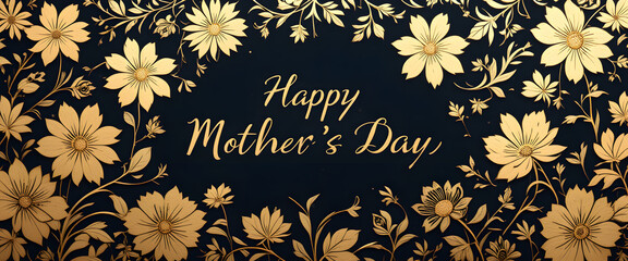 An Elegant Tapestry of Intricate Golden Flowers andAbstract Patterns, Perfectly Capturing the Warmth and Sophistication of a Heartfelt Mother's Day Celebration