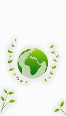 Green earth day on isolated white banner. Care for the environment and ecology. Resources that are sustainable, renewable, and green. Space for copy., silhouette
