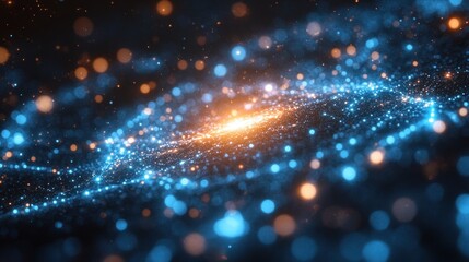 Naklejka premium A mesmerizing cosmic scene filled with glowing particles and swirling colors.