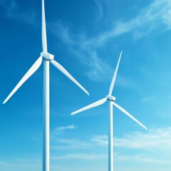 Fototapeta premium Abstract wind turbines in a surreal dreamscape, energy concept art
