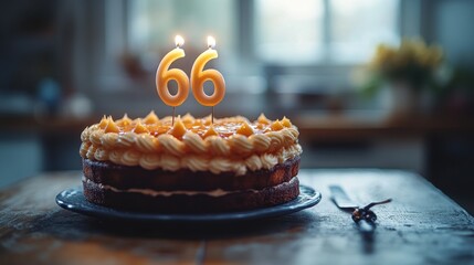 Celebrating a special milestone with a colorful cake adorned with candles representing the age to remember fond memories. Generative AI