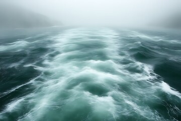 Fototapeta premium Foggy ocean wake.