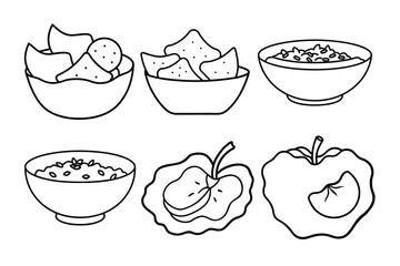 set of foods shillouette vector illustration