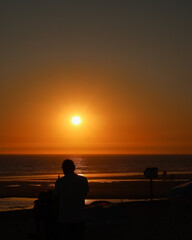 Beautiful sunset at the beach in Portugal