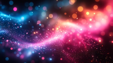 Abstract Pink And Blue Glowing Particle Wave