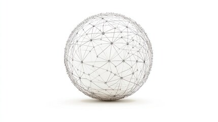 A wireframe sphere represents global connections and networks. Ideal for technology, science, or communication-related visuals.