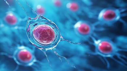 Microscopic View of Human Cells Displaying Vibrant Colors in a Scientific Exploration of Biology and Life Processes Within a Laboratory Setting