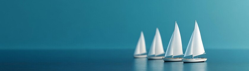 Obraz premium Offshore wind turbines with sailing boats, a synergy of tradition and modernity