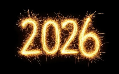 2026 sparkler text. Pyrotechnics 2026 new year banner