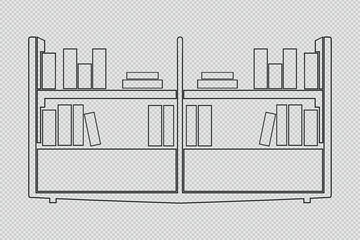 bookshelf outline drawing ideal for minimalistic designs, educational resources, and home decor planning © Jorina