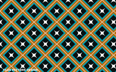 Premium Best Tiles Pattern Design with Vector. Cyan and Coral Color Tiles Pattern Design.