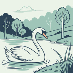 swan on the water