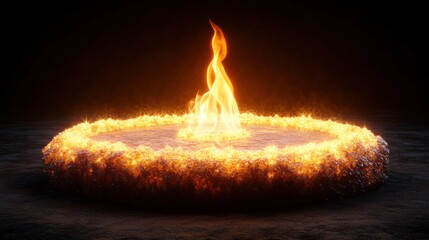 A fiery ring with a central flame. Ideal for fantasy game environments or visual effects depicting magical portals or rituals.