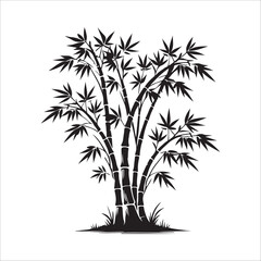 Bamboo tree silhouette vector