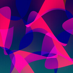 Abstract illustration with bright pink and blue shapes, noisy texture