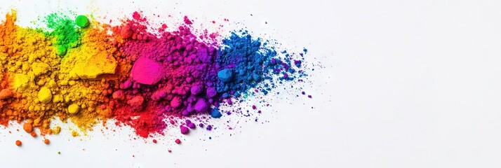 holi, copy space, minimalist, isolated on solid background 