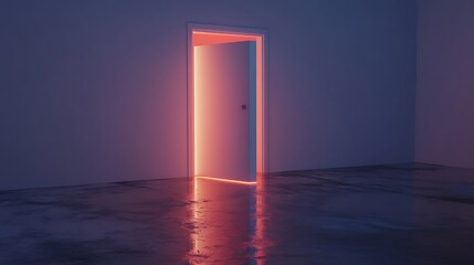 Glowing Doorway Ajar in a Dark Room