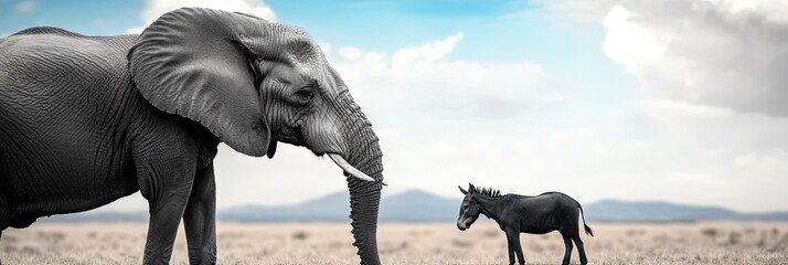 Fototapeta premium donkey versus elephant