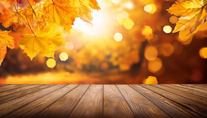 autumn natural bokeh heritage with yellow leaves and golden sun lighting fall nature landscape