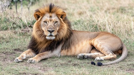 Lion Resting on Hilltop in Soft Light