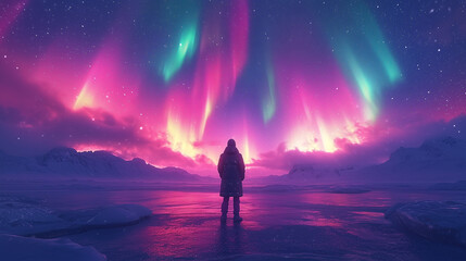 Beautiful and colorful Northern Lights