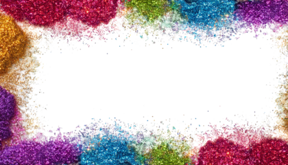 Border frame made of colorful glitter, glitter particles, on a white background, isolated, cutout 