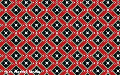Premium Tiles Pattern Design with Vector. Red and Bright Gray Color Tiles Pattern Design.