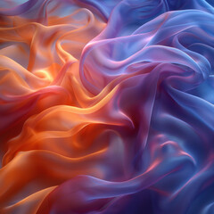 Obraz premium abstract background of blue and orange wavy silk or satin texture,. 