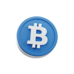 Obraz premium 3D icon of bitcoin isolated on white background with a blue and white color scheme