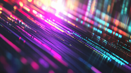 Code lines in vibrant colors displayed on modern text editor screen. Generative AI