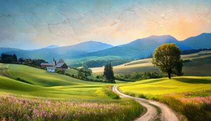 painting of countryside generative ai