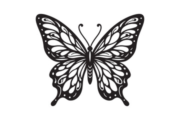 A clean black outline of a butterfly 11.eps