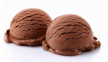 Fototapeta premium two scoops of creamy chocolate ice cream on a white surface