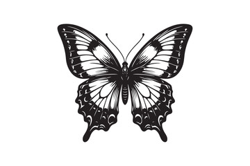 A clean black outline of a butterfly 12.eps