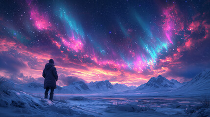 Obraz premium Beautiful and colorful Northern Lights
