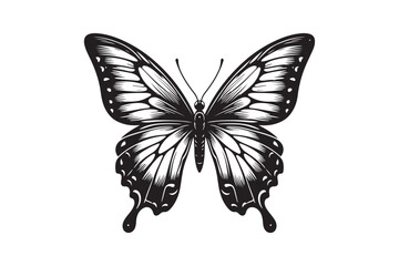 A clean black outline of a butterfly 17.eps